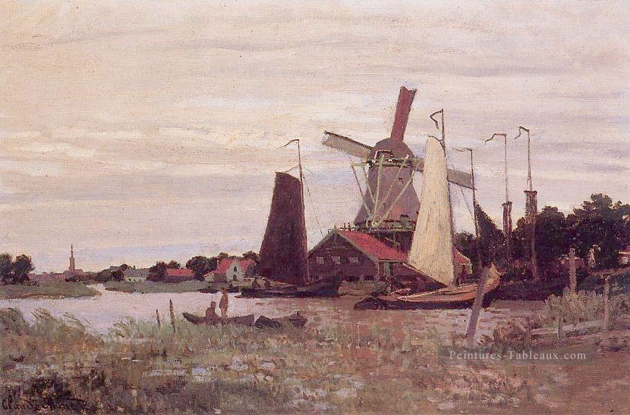 Un moulin à vent à Zaandam Claude Monet Peintures à l'huile